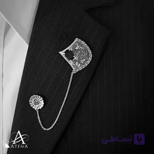 سنجاق کت نقره مردانه طرح یزدان