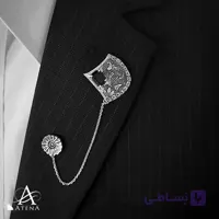 سنجاق کت نقره مردانه طرح یزدان