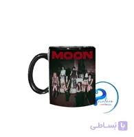 ماگ سرامیکی طرح BABYMONSTER (بیبی مانستر) – مدل MOON با دسته مشکی