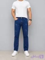 شلوار جذب نیم راسته جین مردانه آبی (کد M8NS3)