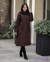 پالتو جلو دکمه بلند زنانه