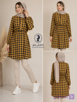 پیراهن آستیندار چهارخونه نخی