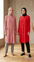 مانتو ابروبادی بلند جلو دکمه قواره دار
