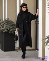 مانتو بلند زنانه یقه انگلیسی مخمل