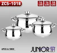 سرویس قابلمه 6 پارچه زیو استیل مدل Z-1018