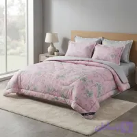 سرویس خواب دونفره ۶تکه نخ پنبه طرح کد۴۰۰۶طوسی صورتی دورو رادمهر