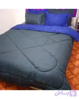 روتختی دونفره ژاکارد هتلی ۶تکه مشکی سرمه ای روشن دو رو
