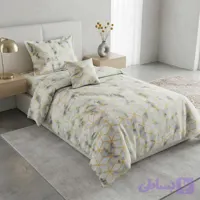 روتختی یکنفره طرح هندسی۴تکه سفید نقره ای دورو میکرو رادمهر