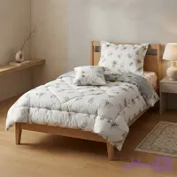 روتختی یکنفره طرح غنچه ۴تکه سفیدوکرم دورو میکرو رادمهر (کد B3J64)