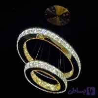 لوستر مدرن بیضی استیل کریستالی 2 طبقه