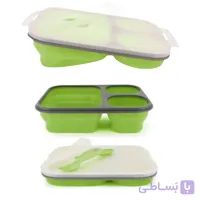 ظرف غذا سلیکونی فول دابل Foldable مدل یک نفره ی دو قسمته