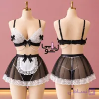 کاستوم خدمتکاری مرواریدی مشکی کد 7004