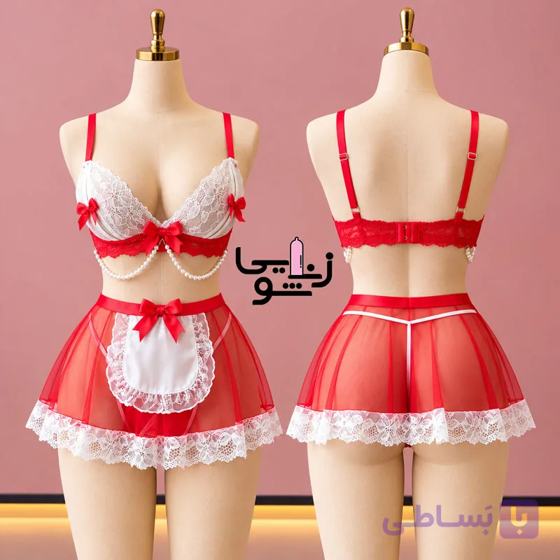 کاستوم خدمتکاری قرمز مرواریدی کد 7004