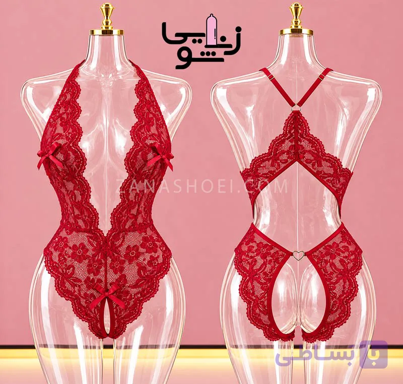 بادی فاق باز قلبی رنگ قرمز
