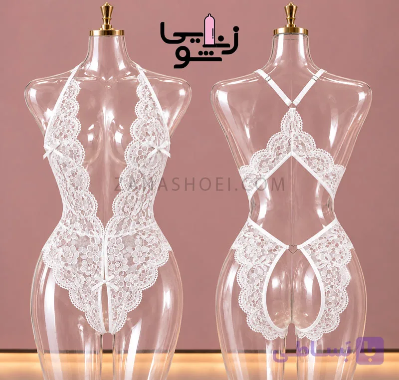 بادی فاق باز قلبی رنگ سفید