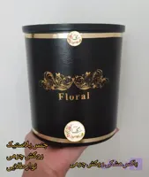 باکس گل روکش چرمی گرد قطر 16 بلند نوار طلایی