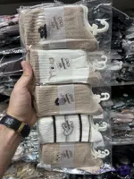 جوراب کوکو ساقبلند موهرطرح سفید کرم|10جفت