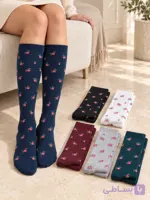 جوراب زنانه سه ربع(زیر زانو)طرح گل کد2724