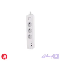 چند راهی 3 خانه برق ارت دار هادرون P323 با کابل 1.8 متری + شارژر USB