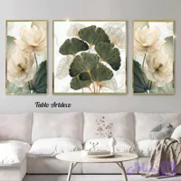 تابلو سه تکه طرح برگ جینکو (ژینکو) سبز طلایی کد d160