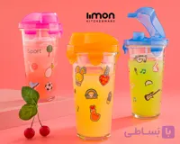 لیوان شیکر شیشه‌ای چاپدار لیمون