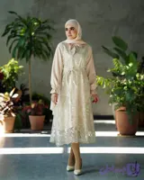پیراهن مبینا مشکی و کرم