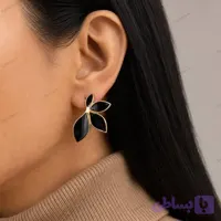 گوشواره مدل گلبرگ میناکاری شده مشکی کد A26