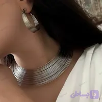 ست کامل طوق دستبند و گوشواره استیل پینترستی نقره ای کد E15