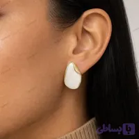 گوشواره زنانه مدل اشکی میناکاری شده سفید کد A29
