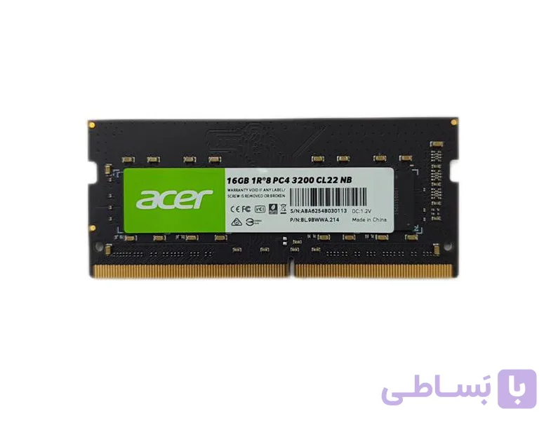 رم لپ تاپ DDR4 تک کاناله 3200 مگاهرتز CL22 برند ایسر مدل SD100 ظرفیت 16 گیگابایت