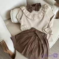 3 تکه شومیز دامن تل دخترانه