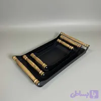 ست سینی پذیرایی ۳ عددی فلزی و چوبی