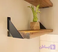 شلف دیواری چوبی با پایه فلزی مشکی مدل مدرن