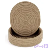 زیربشقابی و زیرقابلمه ای قیطان دوزی شده مدل s142 مجموعه 4 عددی