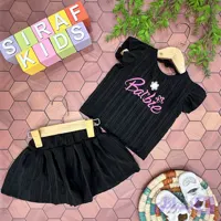 ست تاپ و دامن بچه گانه طرح Barbie - کد 301