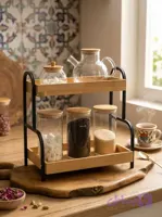 استند رومیزی کابینتی 2طبقه چوب و فلز