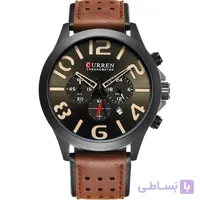 ساعت مچی مردانه کارن مدل ۸۲۴۴ سه موتور فعال قاب مشکی بند چرم