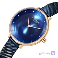 ساعت مچی زنانه کارن مدل ۹۰۲۹ قاب رزگلد بند سرمه‌ای