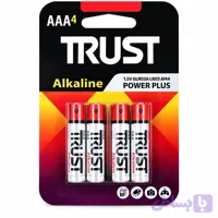 باتری نیم‌قلمی آلکالاین تراست مدل Power Plus AAA LR03 بسته 4 عددی