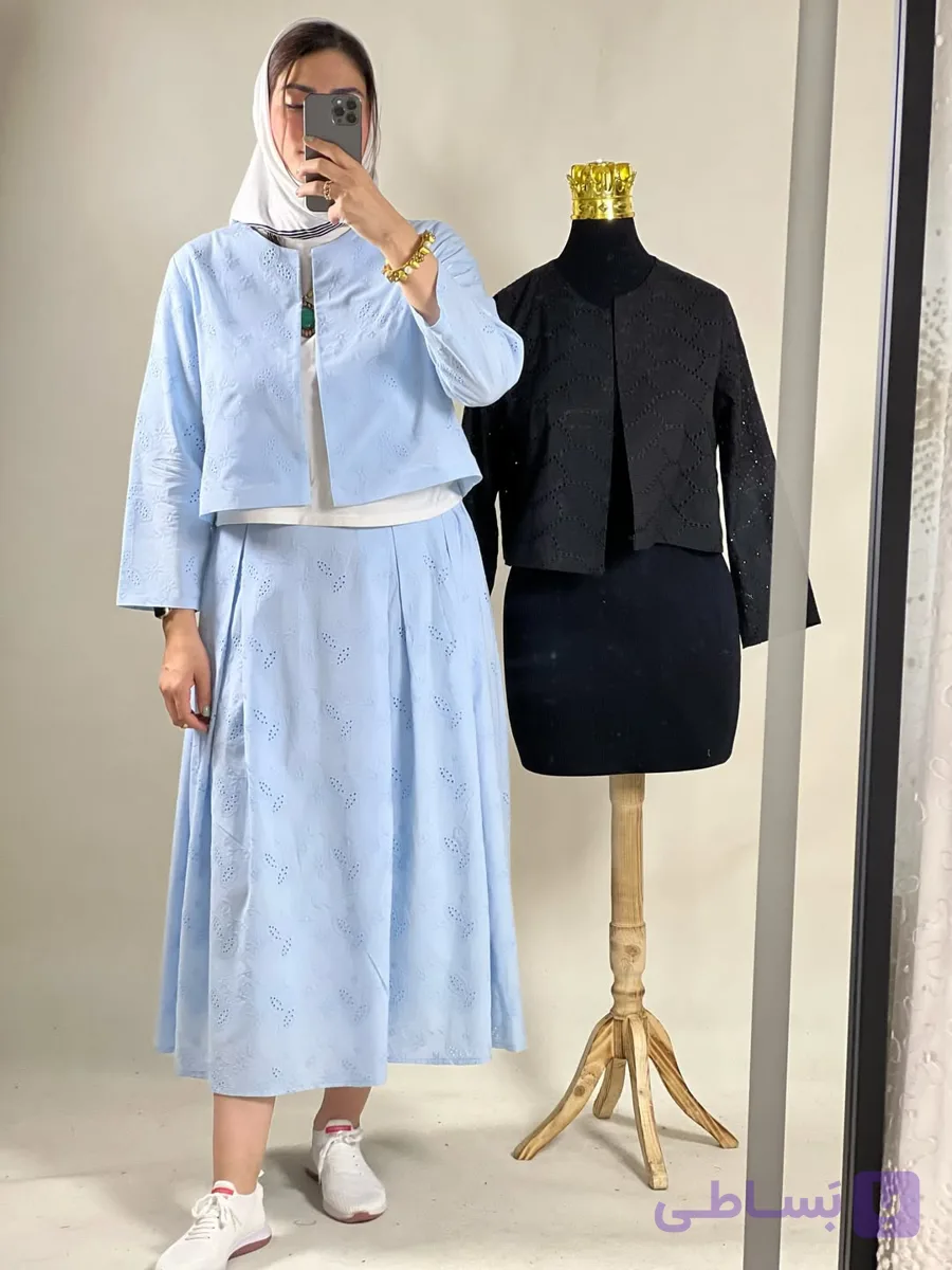 ⁨ کت و دامن فیروزه