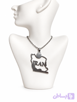 گردنبند نقشه ایران طرح IRAN نقره‌ای‌رنگ