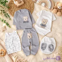 ست لباس 5 تکه bear پشمالو رنگ طوسی لیونا