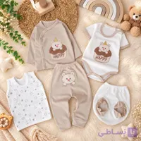 ست لباس 5 تکه پنبه کیک تولد کرم لیونا