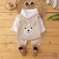هودی شلوار کلاه دار داخل کرک Bear گوش برجسته کرم نی نی اسپرت