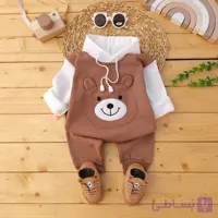 هودی شلوار کلاه دار داخل کرک خرس Bear برجسته شکلاتی نی نی اسپرت