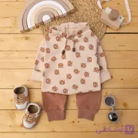 هودی شلوار کلاه دار پنبه ای خرس ریز نی نی اسپرت