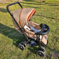 کالسکه تک کتان چرم Chicco کرم با اسکلت اقتصادی 130 دلیجان