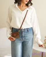 شومیز بیسیک یقه مردونه جنس ساتن زارا