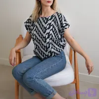 تاپ یقه گرد استین پاکتی جنس مصری