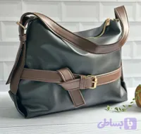 کیف دوشی زنانه مشکی با کمربند قهوه‌ای